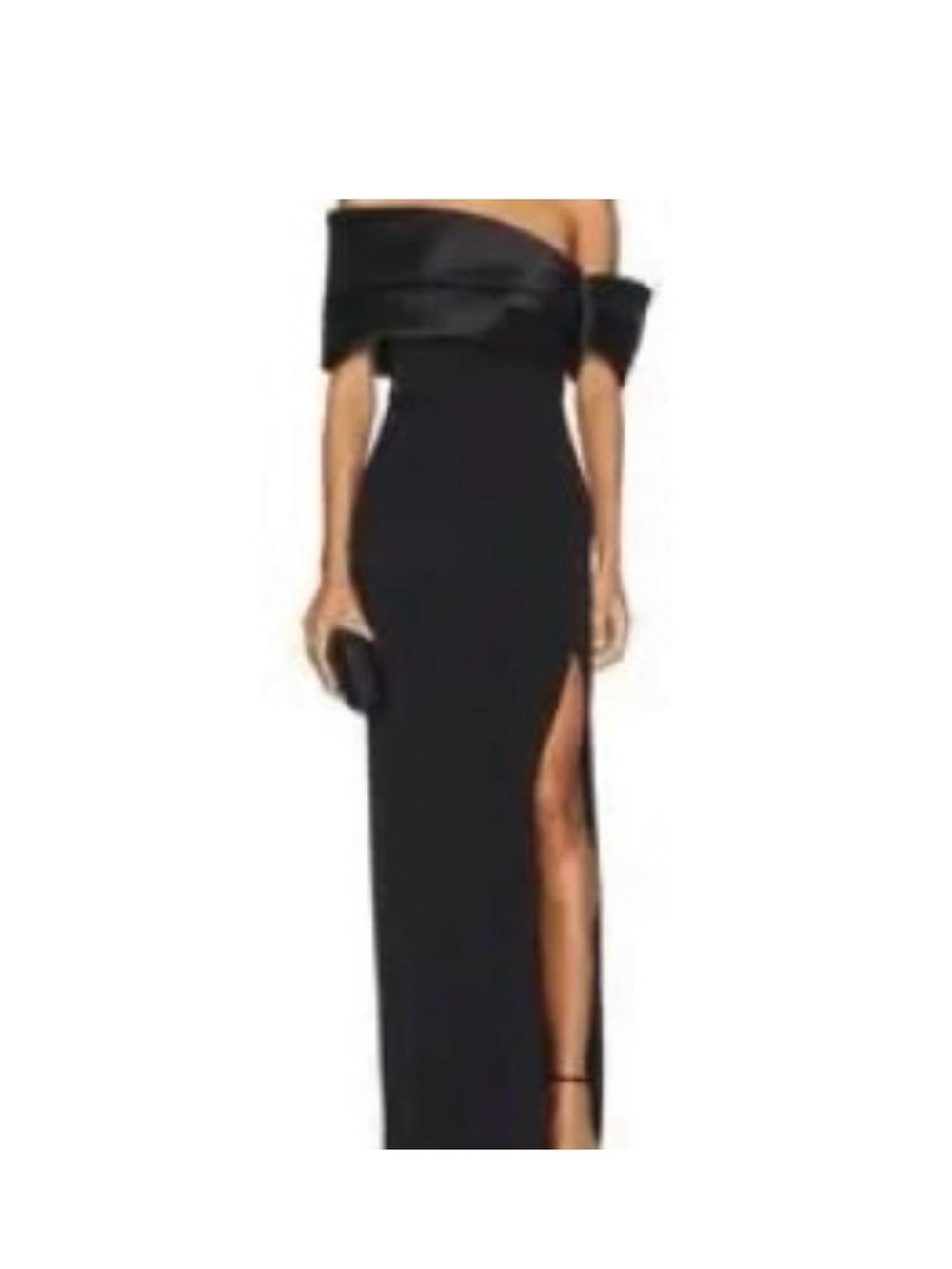 Solace London Black Maxi Dress with Front Slit